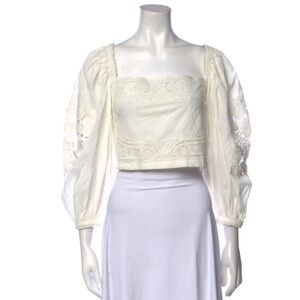 Farm Rio size small white long sleeve top